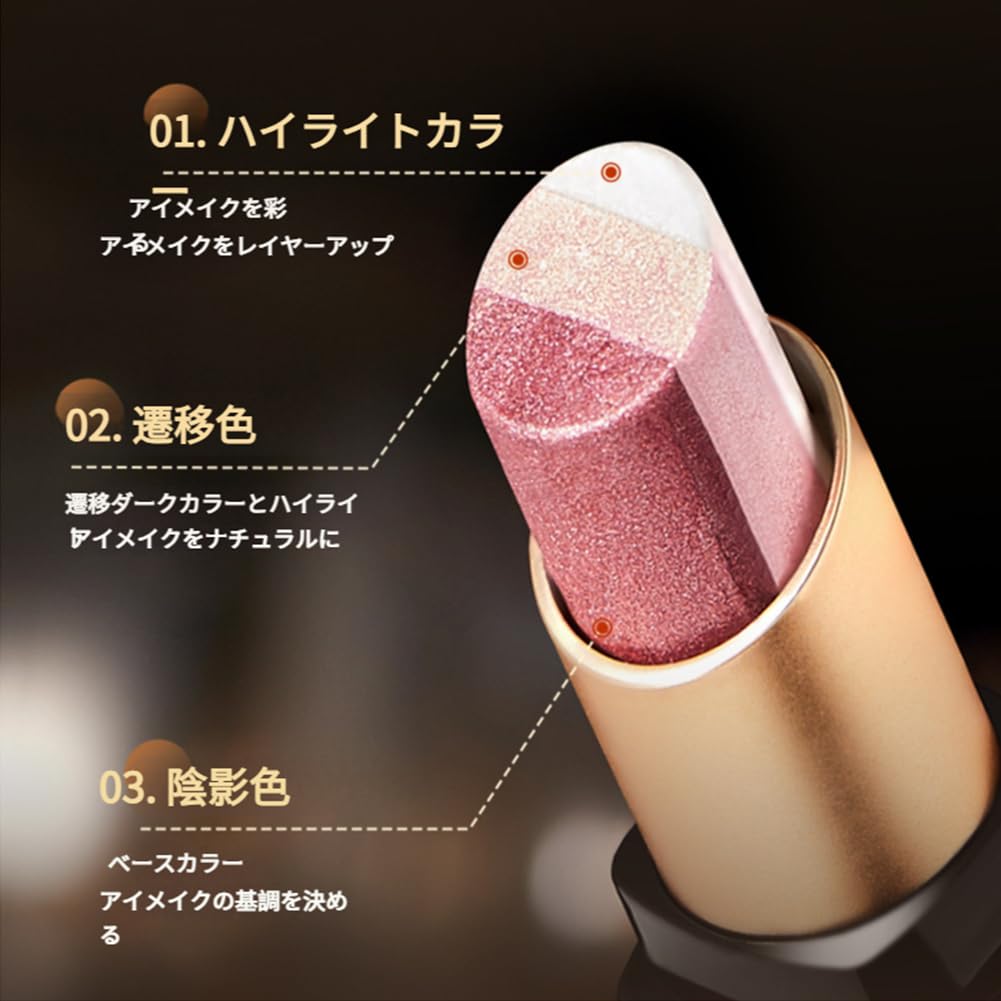 Amazon.co.jp: [GECOMO正規品] 三色アイシャドウスティック カラフルな